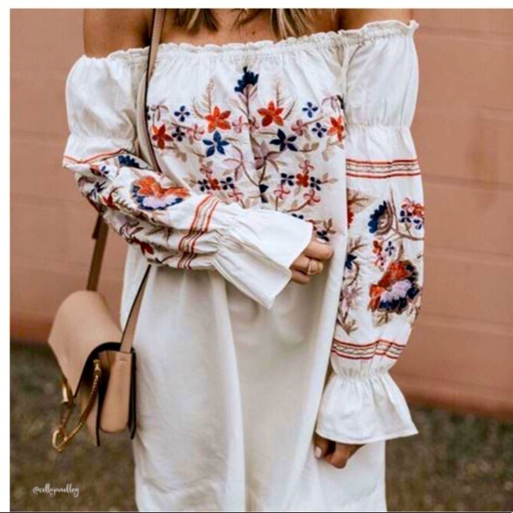 Free People | Fleur du joir Embroidered Shift BoHo Dress | Size Small - Picture 3 of 9